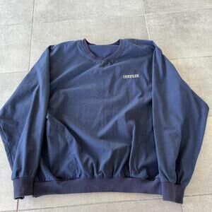 Navy blue chrysler embroidered crewneck